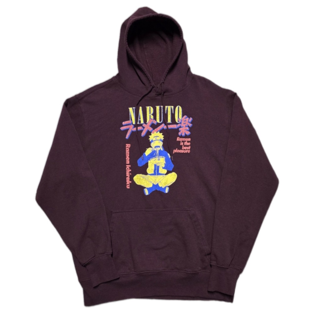 Vintage 2002 Naruto Shippuden Hoodie Ramen Ichiraku Anime Adult Size L Maroon